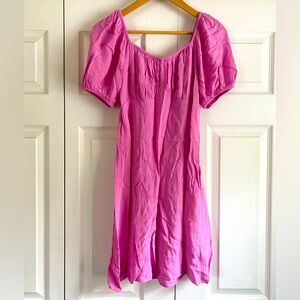 Pink puff sleeve summer spring mini dress